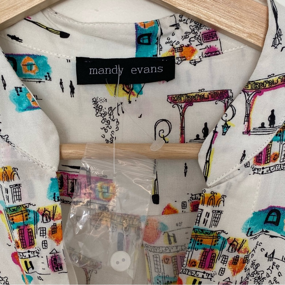 NWOT Mandy Evans Women’s White Parisian Pattern Tank Top, Size Medium, Travel - Picture 4 of 7